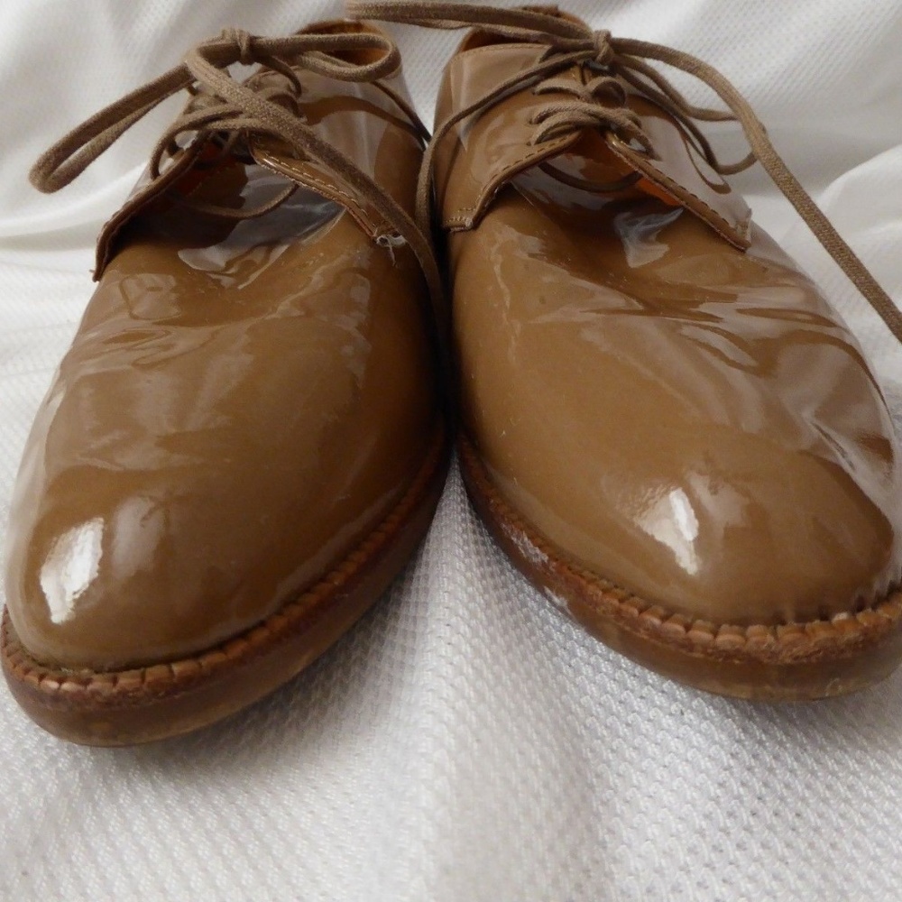 Madewell 7 Tan Bobbie Oxford Patent Shoes Flat - Picture 5 of 8